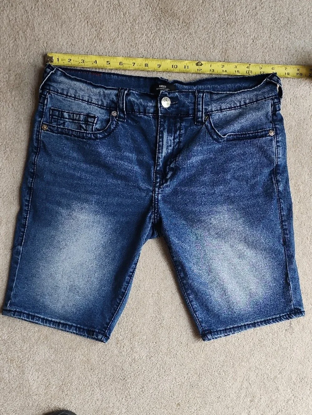 True Religion Classic Ricky Relaxed Straight  Blue Denim Shorts